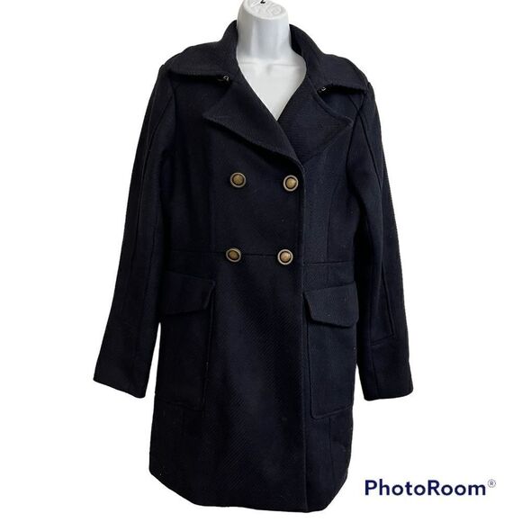 Gap Womens Navy Pea coat with pockets Size Medium - Picture 1 of 16